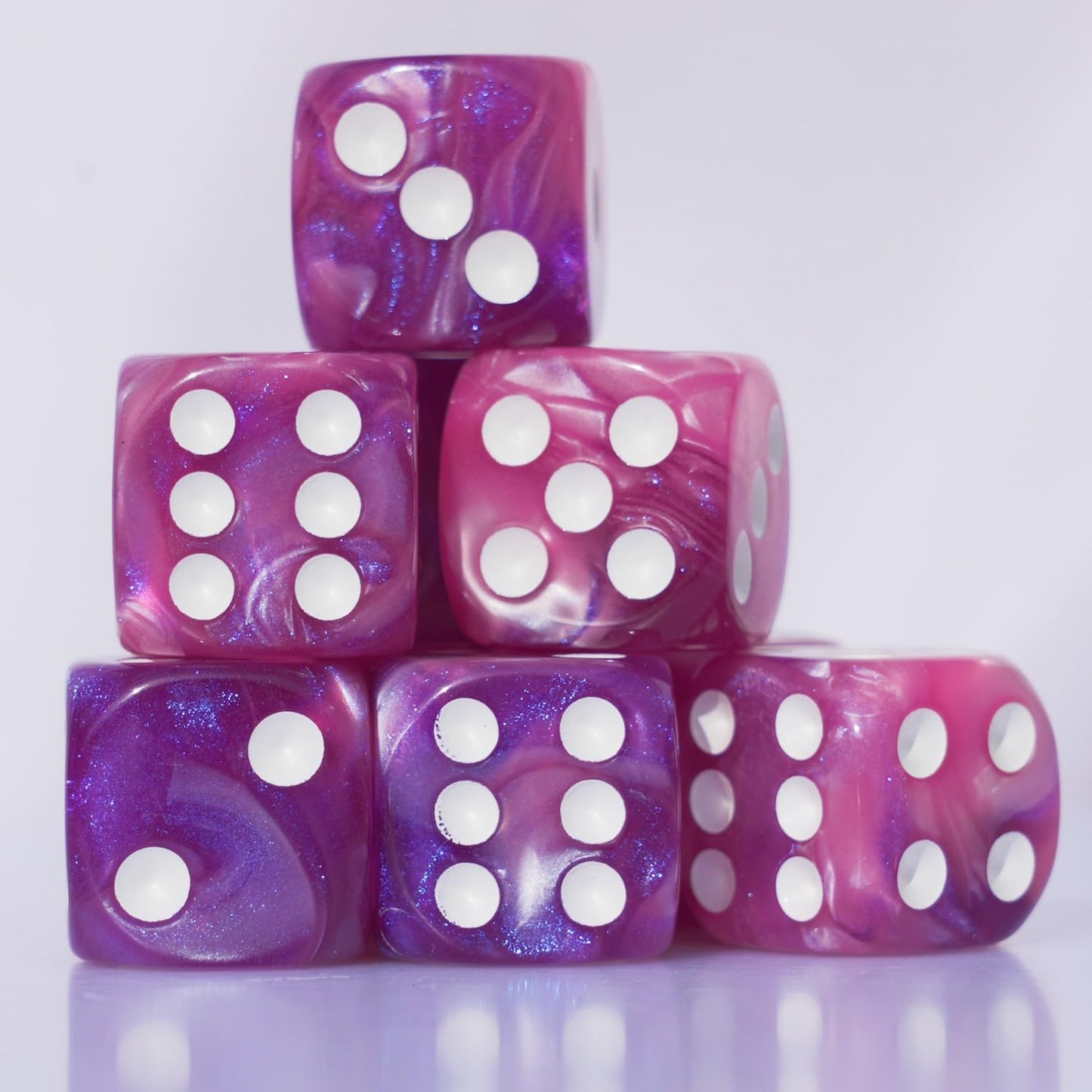 10 PC D6 dice 16mm Acrylic Dice Set for RPG MTG DND Dice Table Games and Board Games (Pink + Blue)