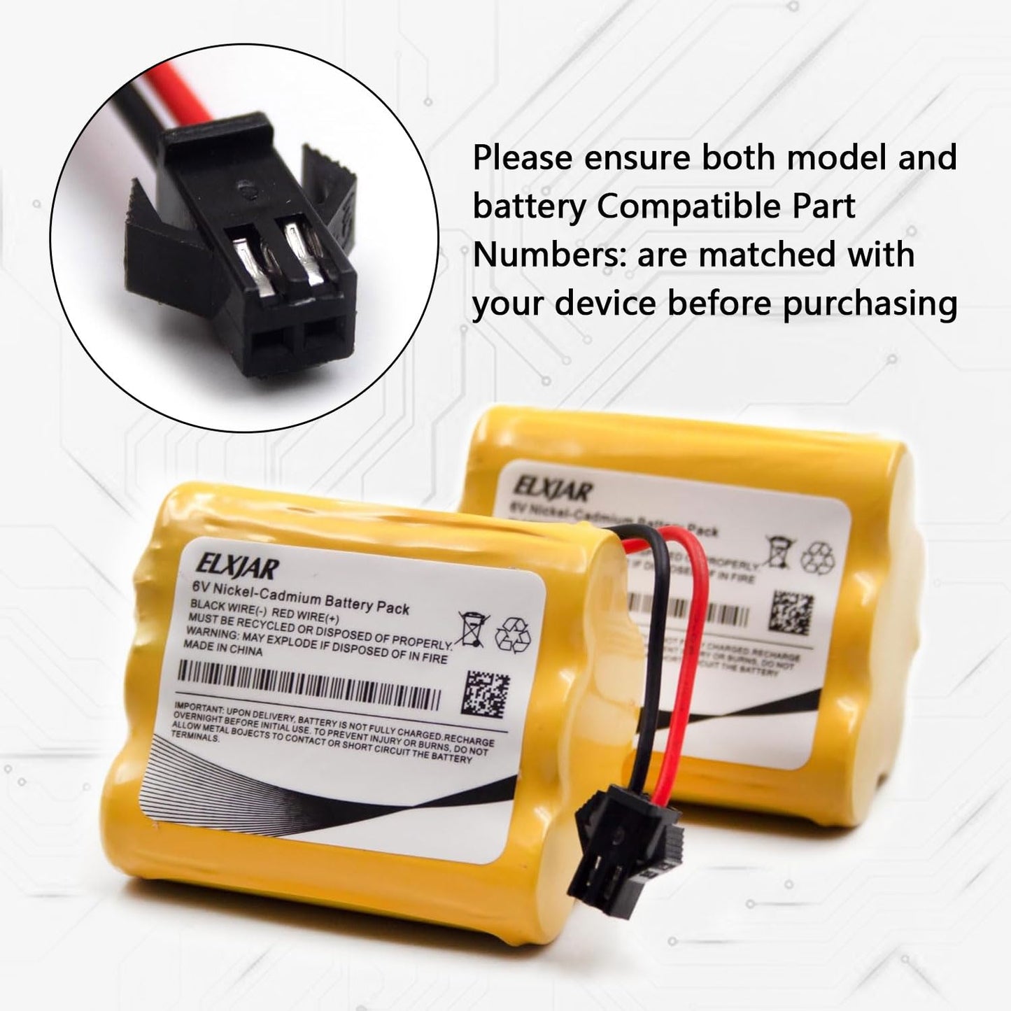 (2-Pack) 6V 1000Mah Ni-Cd Rechargeable 5-Cells Aa Battery Packs With Sm-2P Plug For Stunt Rc Cars Trucks School Bus Sunforce 80