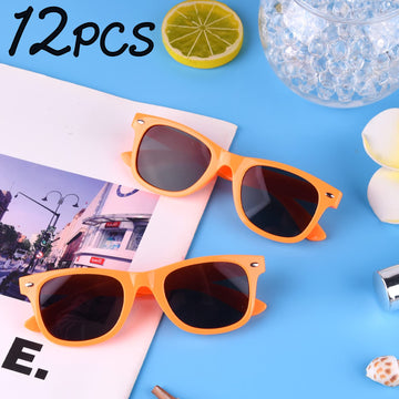 Miahart 12 Pack Kids Party Sunglasses Bulk Summer Party Favors Retro Glasses For Boys And Girls Birthday Party Supplies, Orange