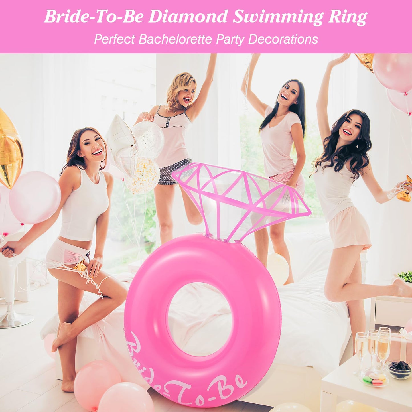 MoKo Diamond Pool Floats Adults, Bachelorette Party Decorations, Romantic Diamond Swim Ring Float for Summer Beach Party, Engage