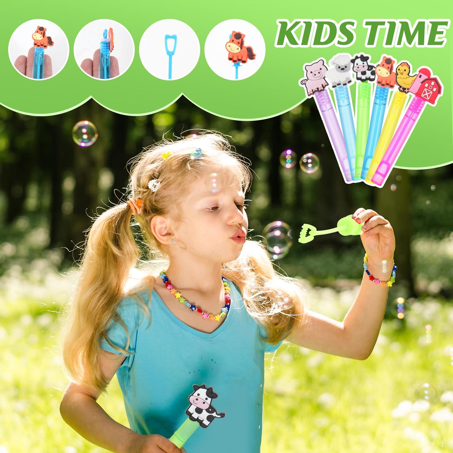 48 Pieces Farm Animal Party Favors Bubble Wands For Kids Barnyard Animal Cow Rodeo Birthday Party Supplies,Goodie Bag Stuffers C