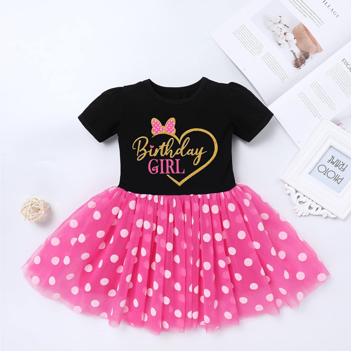 Mouse 4Th Birthday Outfit Baby Girls Dress Polka Dots Mini Tutu Headband Four Years Old Cake Smash Photo Shoot Kids Fourth Mouse