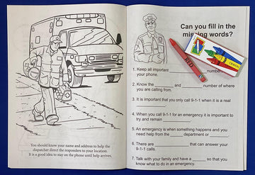 ZOCO - Learn About 911 - Coloring & Activity Books (25 Bulk Pack, with Crayons) - EMT, EMS Dispatcher, Police, Sheriff, Fire Dep