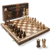 Wegiel Grand Royal Wooden Chess Set - 18" Luxury Handcrafted Beech & Birch - Unique Folding Design for Adults & Kids