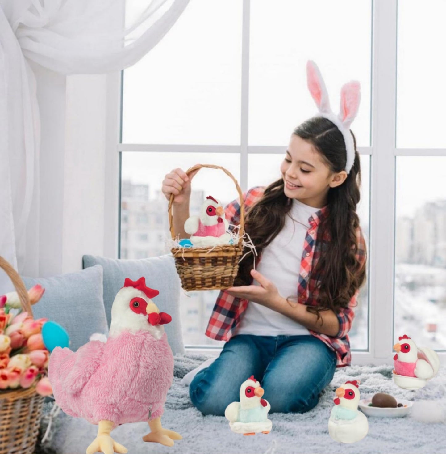 Youthfuljive 9 In 1 Chicken Stuffed Animal Set, Stuffed Chicken Plush Toys Zippered Egg Laying Hen With Baby Chicks Plush Chicke