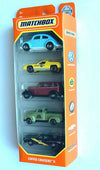 MBX Matchbox Coffee Cruisers II, 5 Pack Diecast Cars, FWD28, 1:64 Scale, Assorted Colors (Blue, Red, Black, Green, White)
