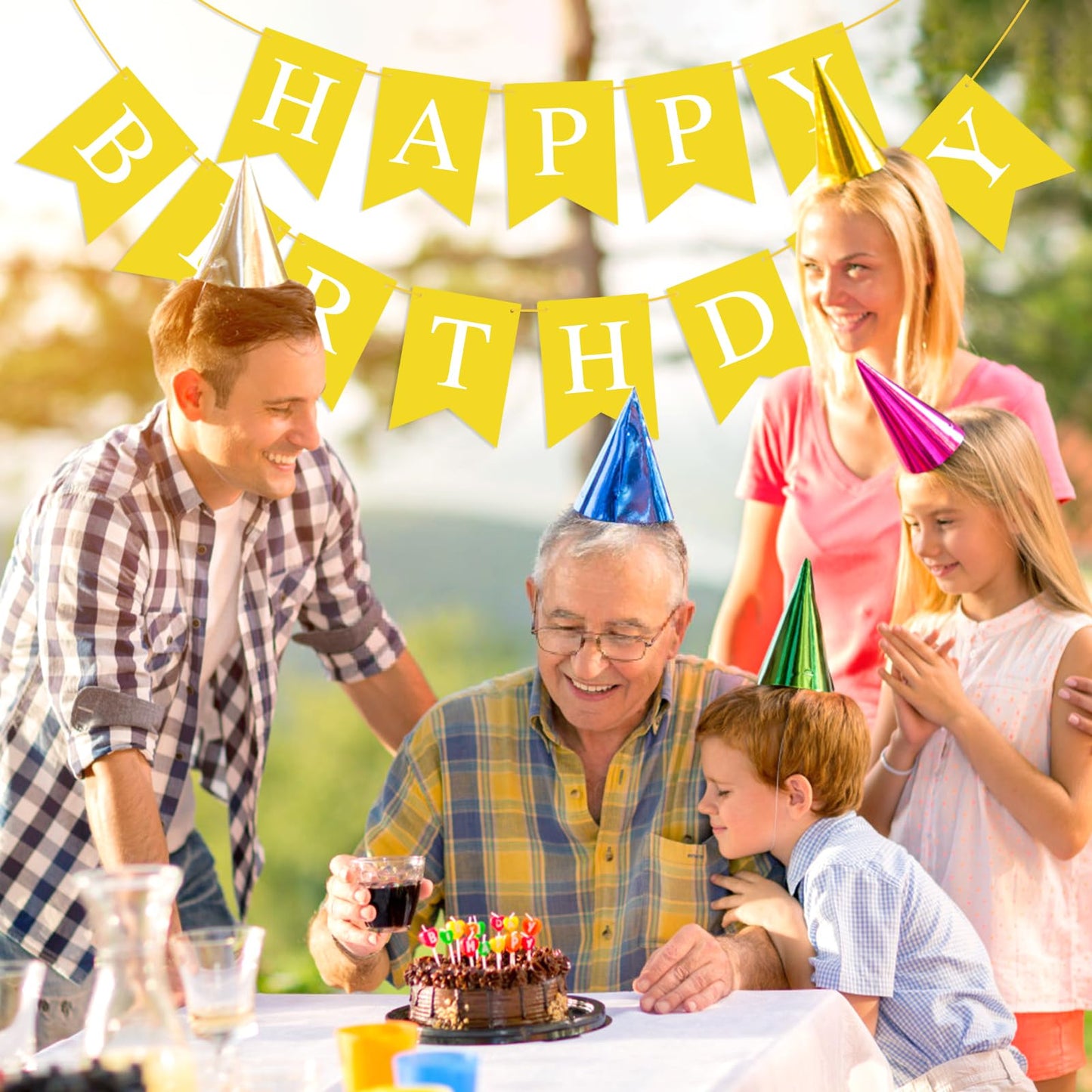 Yellow Happy Birthday Banner Sign For Backdrop Yellow Themed Birthday Party Decorations For Boys Girls Kids Party Banner Garland Bunting Flag Tea Party Supplies Wall Decor Yard Decorations