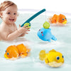 Dwi Dowellin Bath Toys For Toddlers, Magnetic Fishing Games Kids Bathtub Toys, Mold Free Wind-Up Toys Swimming Fish Duck Whale Floating Water Toys For Kids Baby Infant