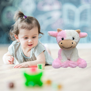Bsvome 9 Inches Cow Stuffed Animal Soft Plush Cute Cow Doll For Boys Girls (Pink Cow)