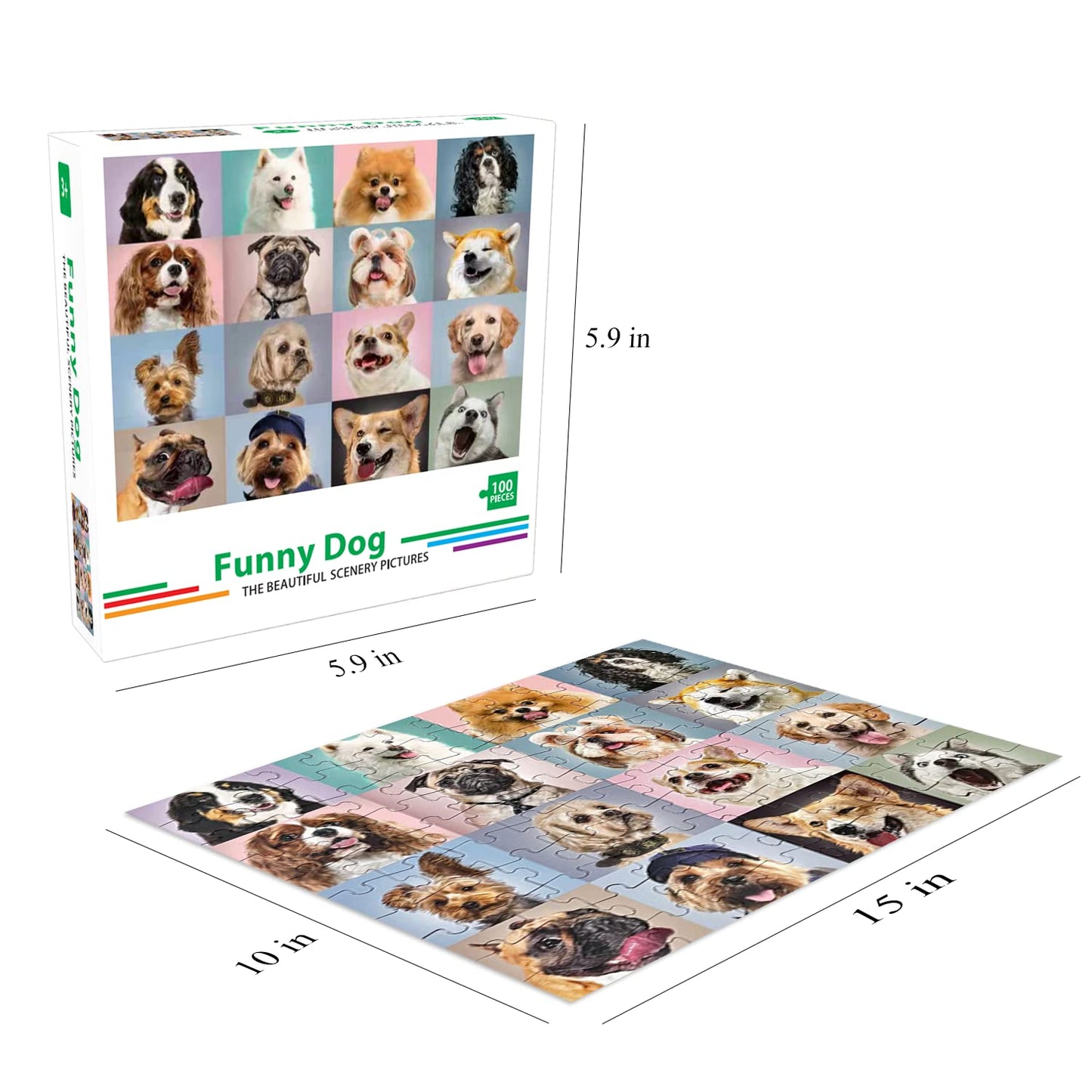 100 Piece Jigsaw Puzzles Funny Dogs Puzzles For Kids Ages 4-8 8-10,Jigsaw Puzzle For Toddlers 3-5 Years Old, Kids Puzzles Ages 6-8, Developmental Toys For Children, Birthday Gifts For Boys Girls