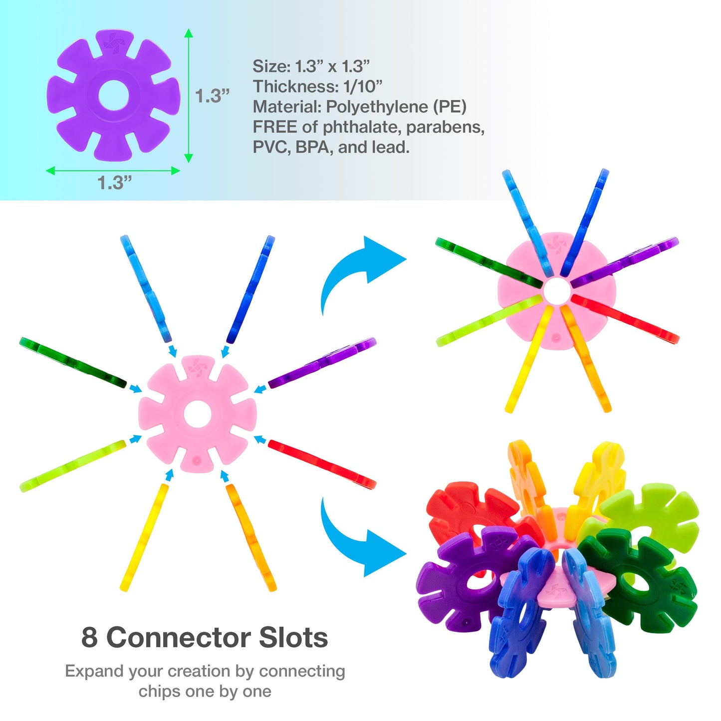 Picassotiles Building Chip Interlocking Disc Construction Blocks In Purple Color Stem Learning Early Education Toy Engineering P