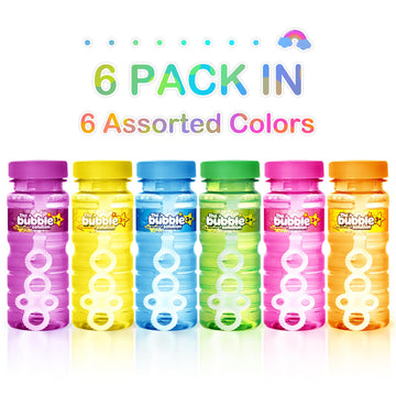 Springflower 6 Pcs Bubble Bottles With Wand,Bubbles Party Favors For Kids,Summer Toys, Blow Bubbles Solution Novelty Toy, Party