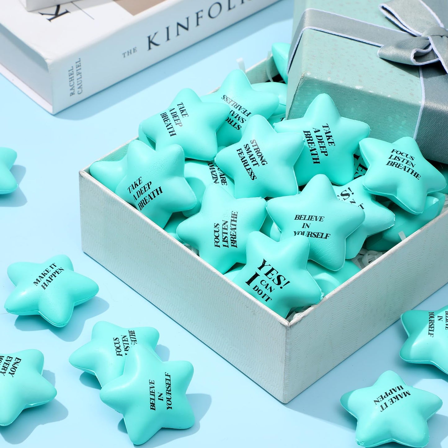 Sotiff 100 Pack Star Stress Balls Bulk Stress Relief Balls With Motivational Quotes Mini Inspirational Foam Party Favors Gifts F