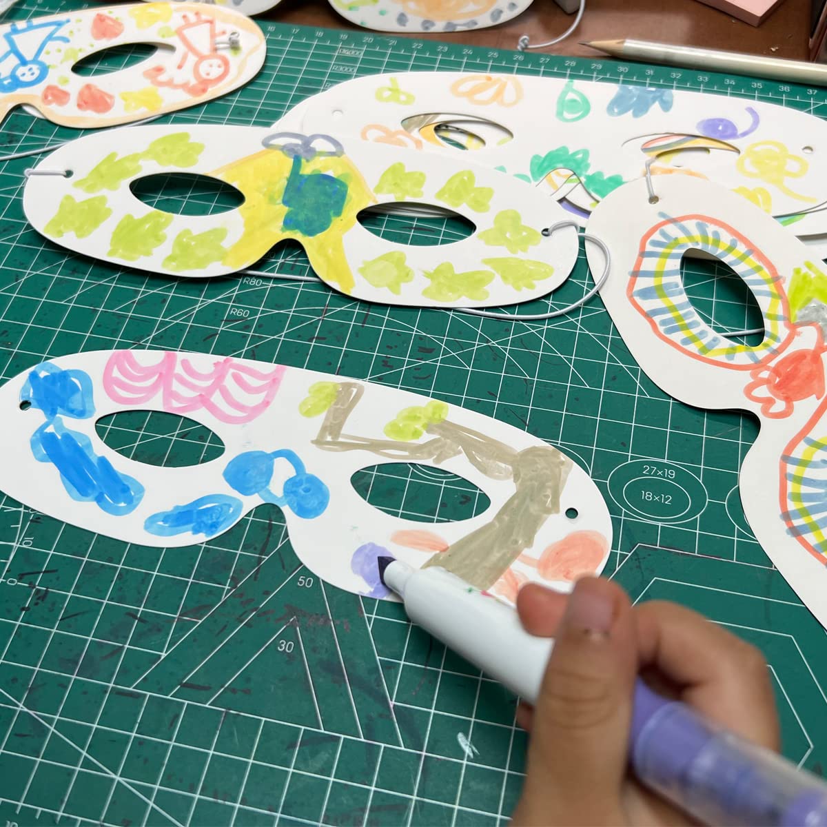 Lependor 72 Pack White Paper Eye Masks, Plain Masquerade Mask DIY Blank Masks Decorate for Costume Party, Halloween Party - 72 P