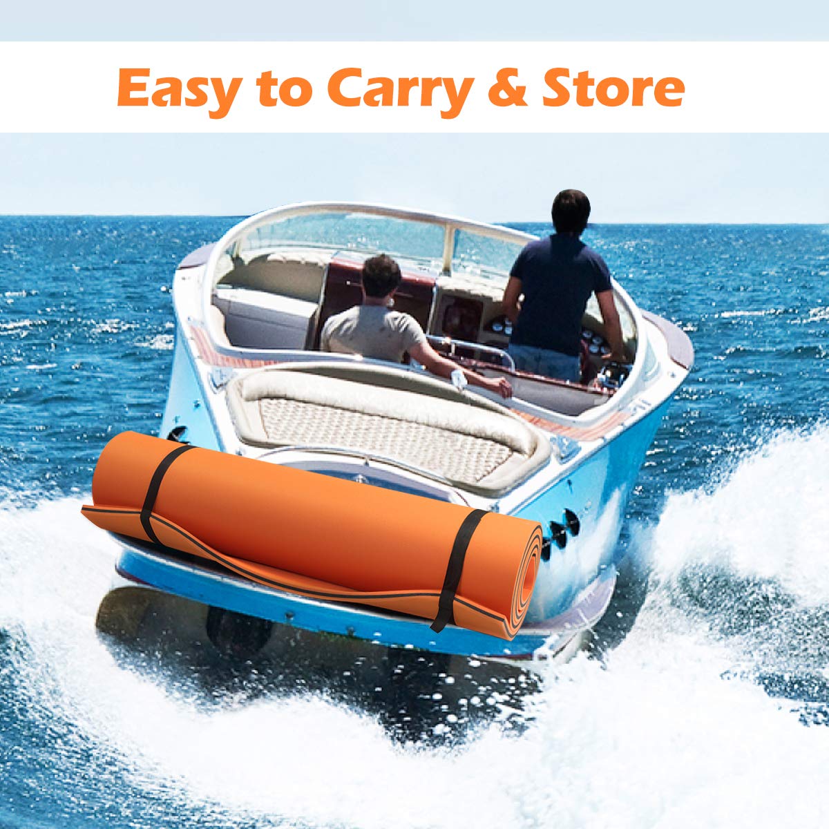 Goplus Floating Water Pad, Lily Pad For Water Recreation And Relaxing, 3-Layer Tear-Resistant Xpe Foam Floating Mat For Beach, Ocean, Lake (12' X 6' X 1.5'' Orange)