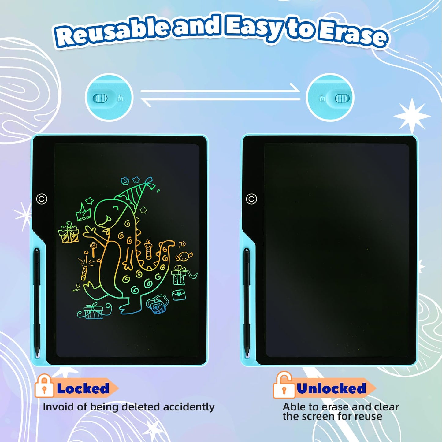 13 Inch Lcd Writing Tablet For Kids, Rechargeable Doodle Board, Kid Drawing Pad Learning Toys Best Gift For Birthday Christmas 3