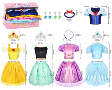 LIMIROLER 18 Pcs Princess Dress Up Clothes for Little Girl Role Play Costume Gift Set, Princess Dress Up Toys for Toddler Girls,
