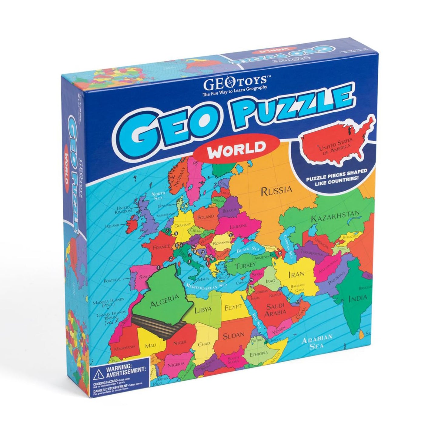 GeoToys GeoPuzzle, World Shaped Jigsaw Puzzles, 68 Pc Geography Puzzle, Geography Game & Map Puzzle, Jigsaw Puzzles for Kids Age