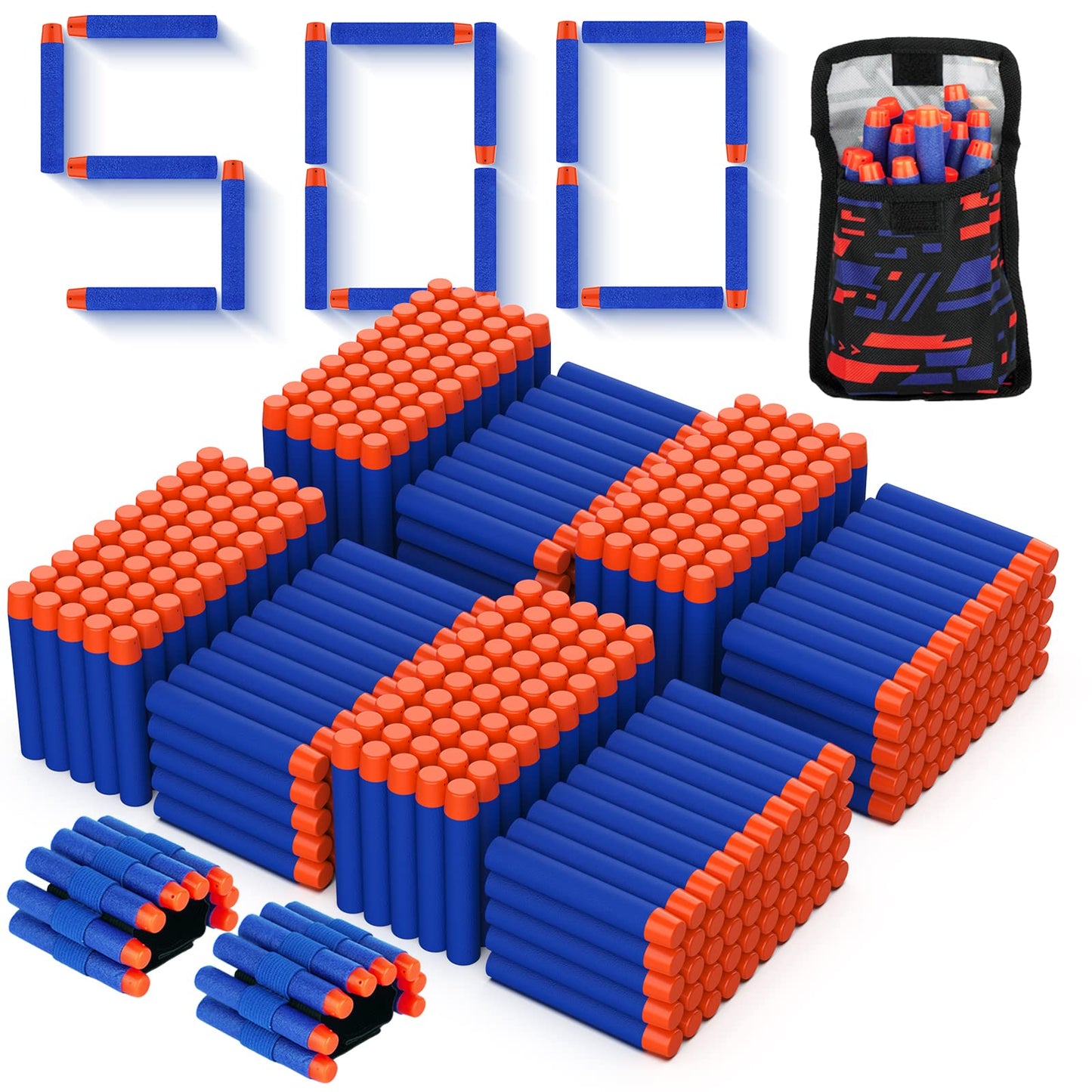 Tudaymol Nerf Bullets 500 Official Dart For Nerf N-Elite Series Refill Darts Foam Bullets Ammo Packs - Compatible With All Elite