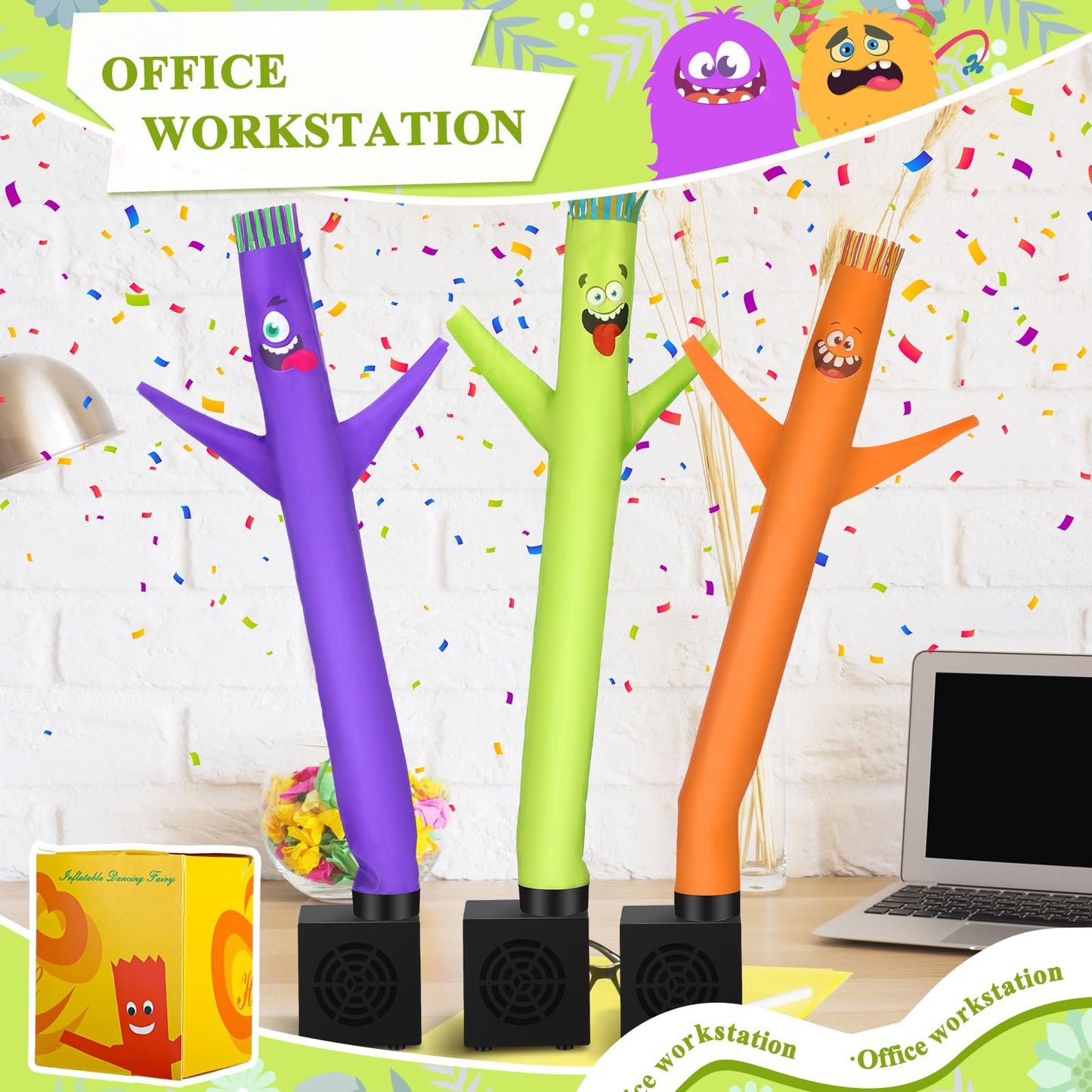 Poen 3 Pcs Winter Mini Inflatable Tube Man Gift Wacky Waving Inflatable Tube Guy With Blower Desktop Mini Dancer Tubes Man Gift For Winter Man Women Birthday Party Decoration(Funny)