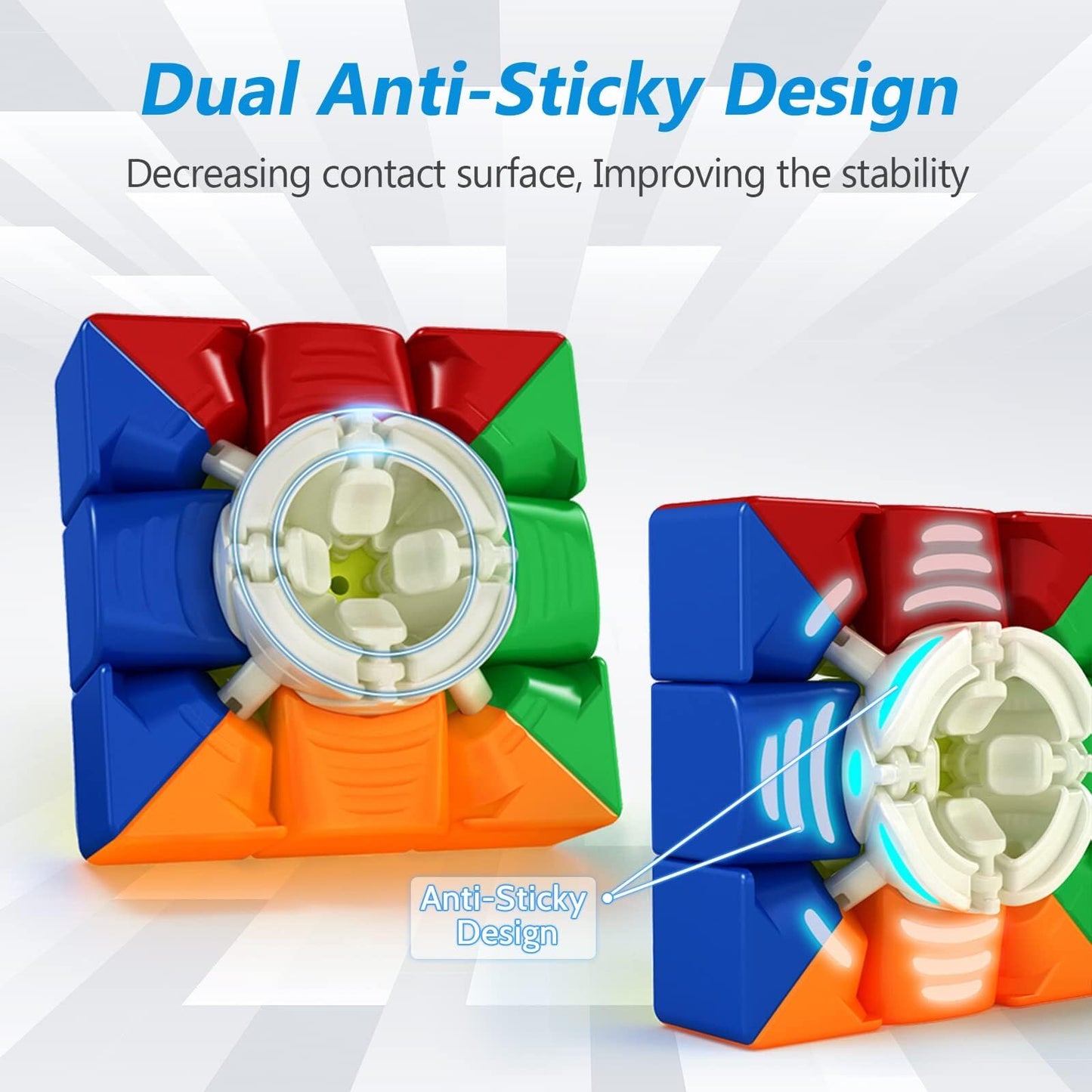 Moyu Rs3M 2021 Magnetic Speed Cube Maglev Version(Upgraded), Speed Cube 3X3 Sticker-Less Quieter Turning, Magnetic Cube Professi
