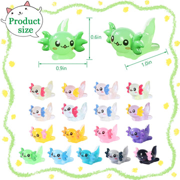 CozyWhimsy Mini Resin Axolotl Set - 51 PCS Glow-in-the-Dark Aquarium Decor for Dollhouse and DIY Miniature Gardens