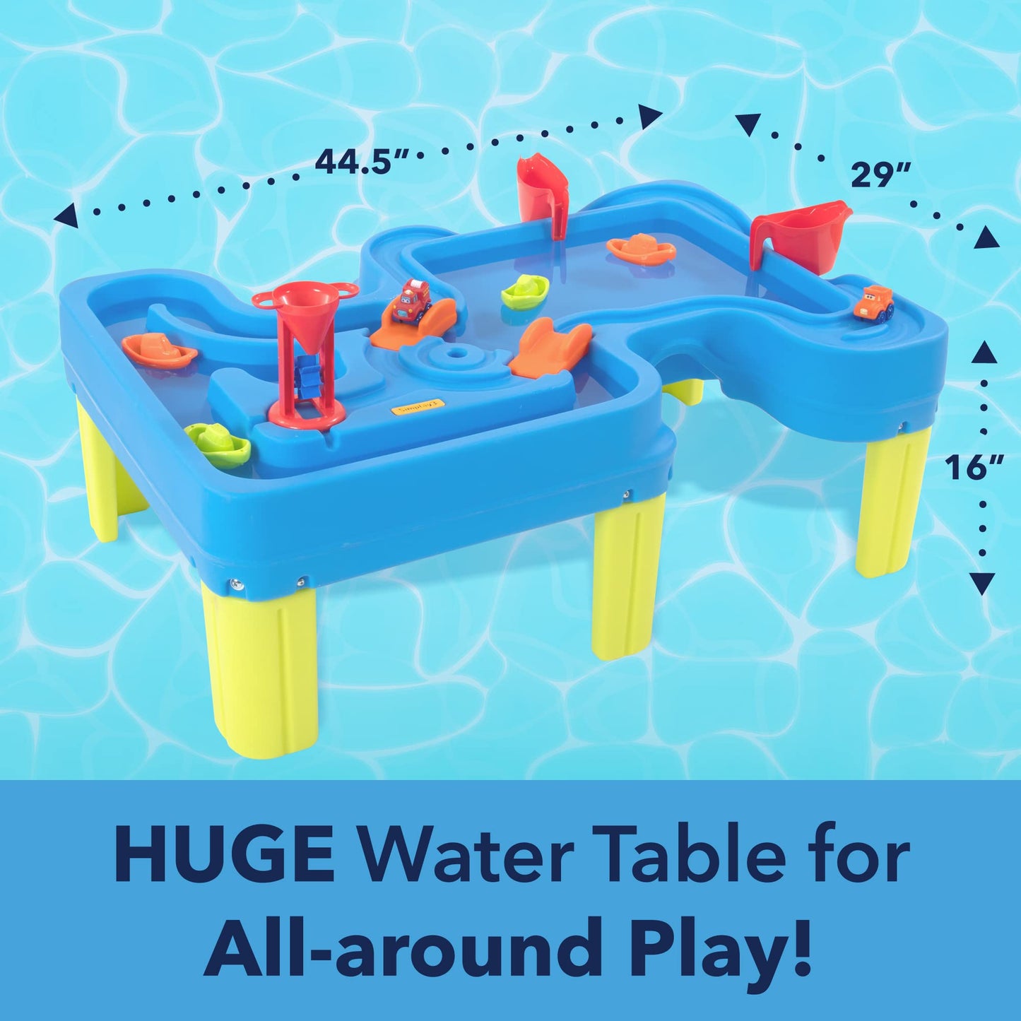 Simplay3 Big River And Roads Water Play Table, Outdoor Activity Table With Track Toys For Toddlers And Kids, 9 Accessories Inclu