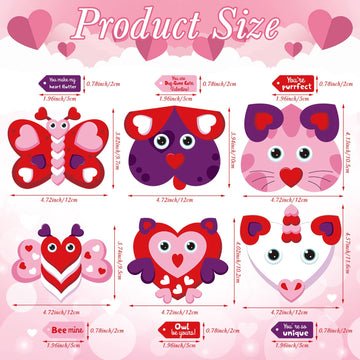 Tatuo 30 Set Valentines Day DIY Craft Kit Valentine DIY Craft Hanging Ornament Classroom Decorations Valentines Day Cutouts Sti