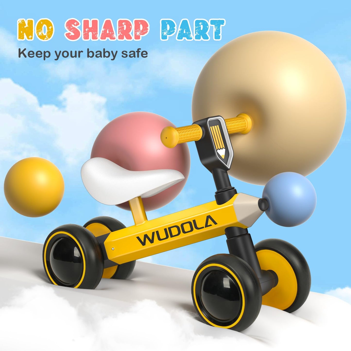 Wudola Baby Balance Bike for Ages 10-36 Months, Toddler Balance Bike with No Pedal, Silence Wheels Ride-on Toy Infant Bike for 1