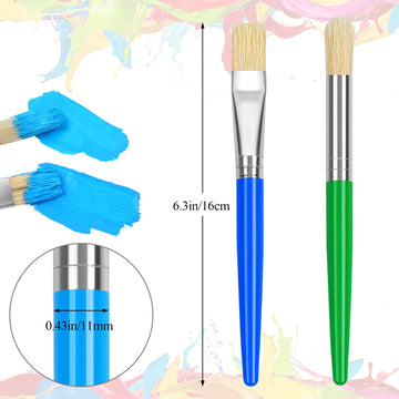 14 Pcs Paint Brushes For Kids, Round And Flat Kids Paint Brushes, Easy Hold And Clean Toddler Paint Brushes, Bristle Craft Paint