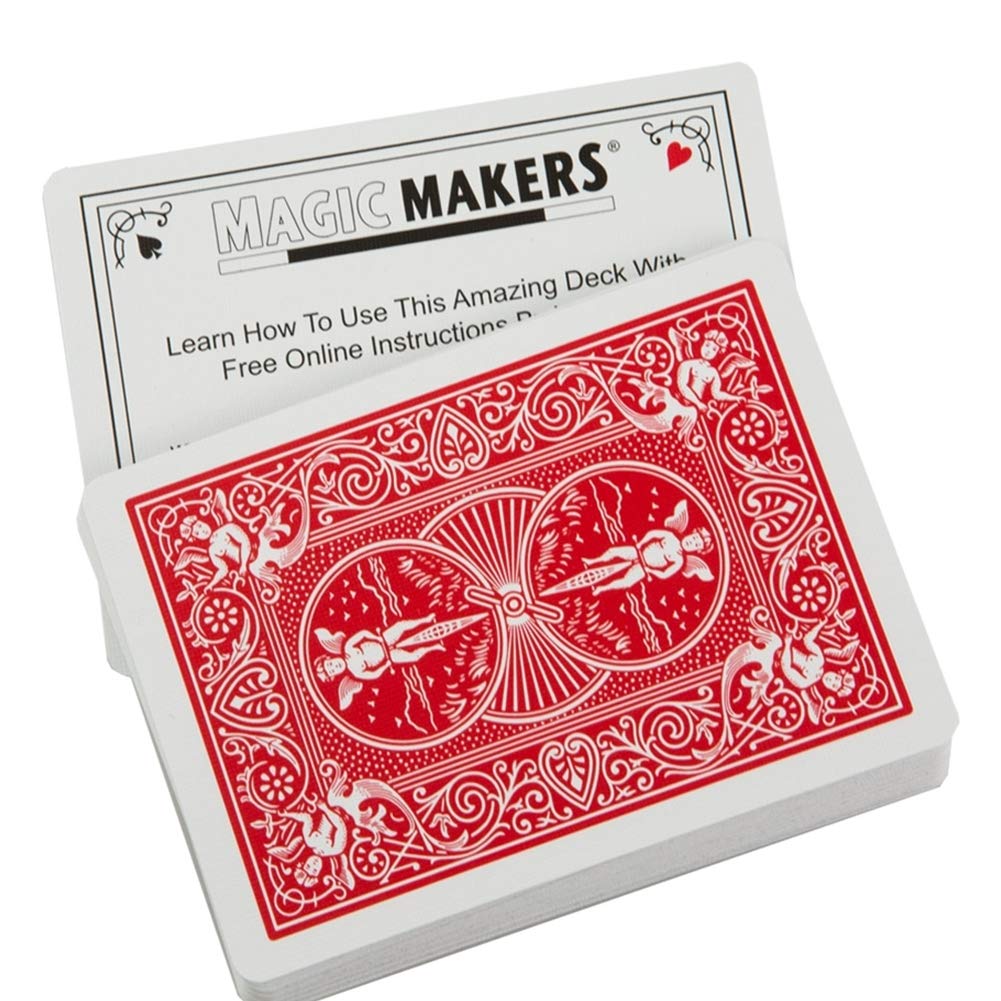 Magic Makers Bicycle Stripper Deck With 10 Bonus Tricks In Red - Tapered Magic Trick Deck
