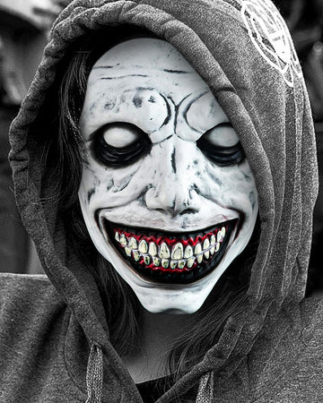 ABONDEVER Scary Halloween Mask Smiling Demon Mask Creppy Halloween Masks with White Eye Evil Devil Horror Latex Mask