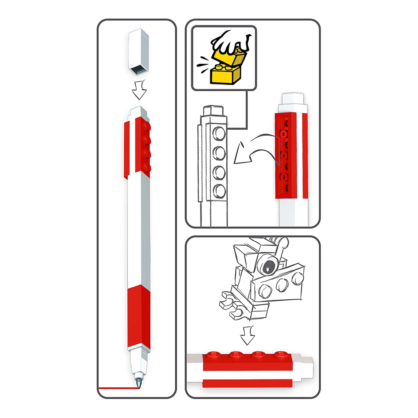Iq Lego Stationery Gel Pen With Minifigure - Red (52602), Ages 6 And Up, 1 Gel Pen (Minifigure Colors May Vary)