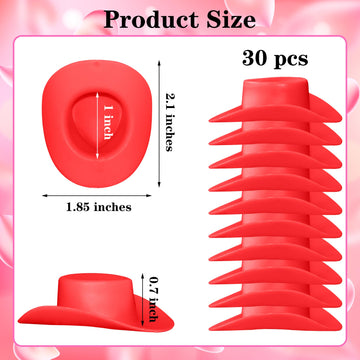 Yuronam 30 Pcs Plastic Mini Western Cowboy Cowgirl Hats Miniature Hats for Crafts,Party,Dollhouse Decoration (Red)