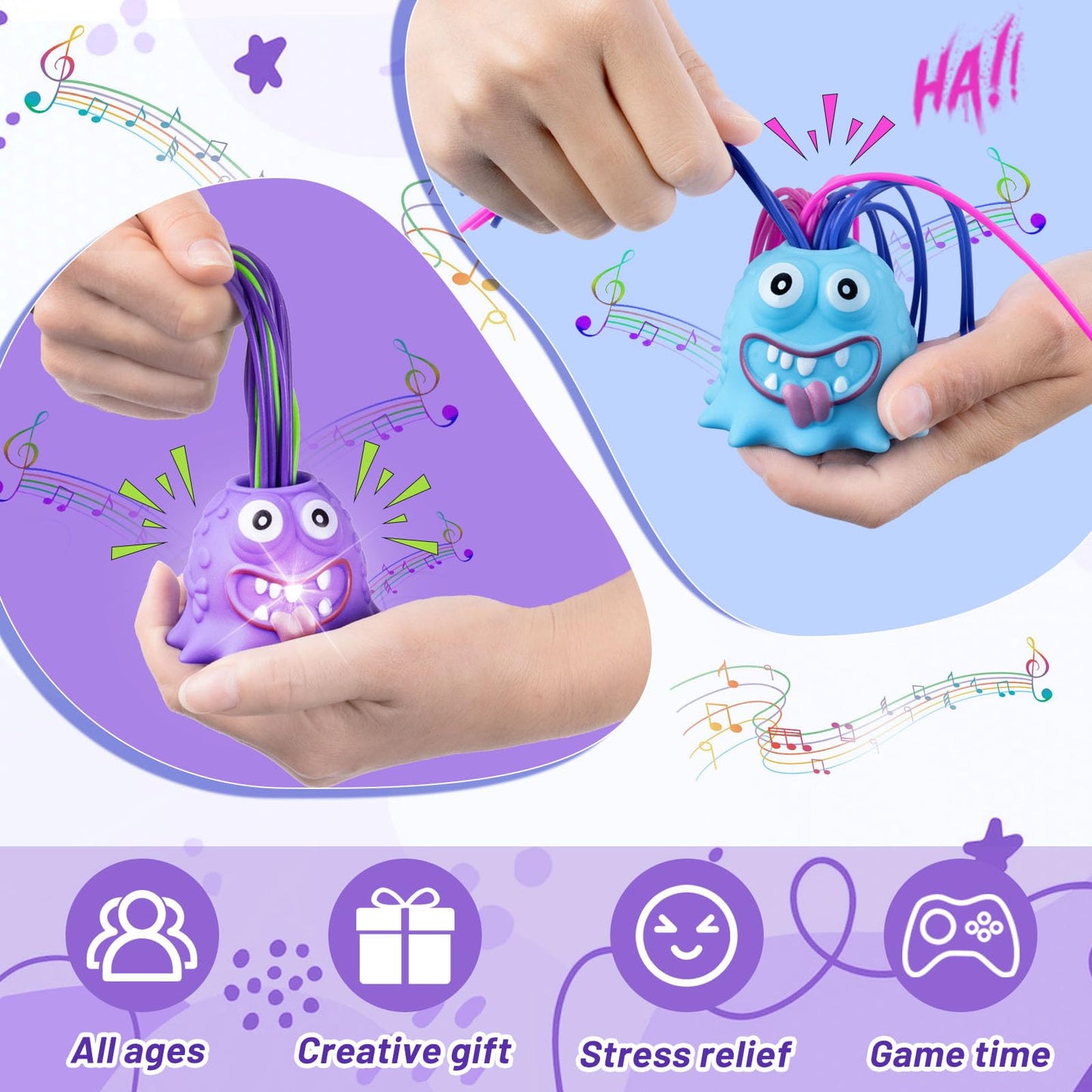 Homqyte Fidget Toys Hair Pulling Stress Relief Toys With Led Light Differernt Screams Novelty Screaming Monster Toys For Adults