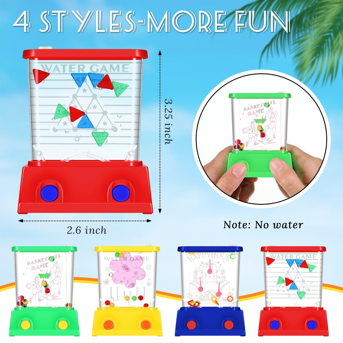 Gejoy 4 Pieces Water Games Handheld Valentines Day Gifts For Kids Mini Waterful Ring Toss Retro Pastime Toys Car Games Birthday Party Favor For Classroom Kids Adults Gifts(Modern Style)