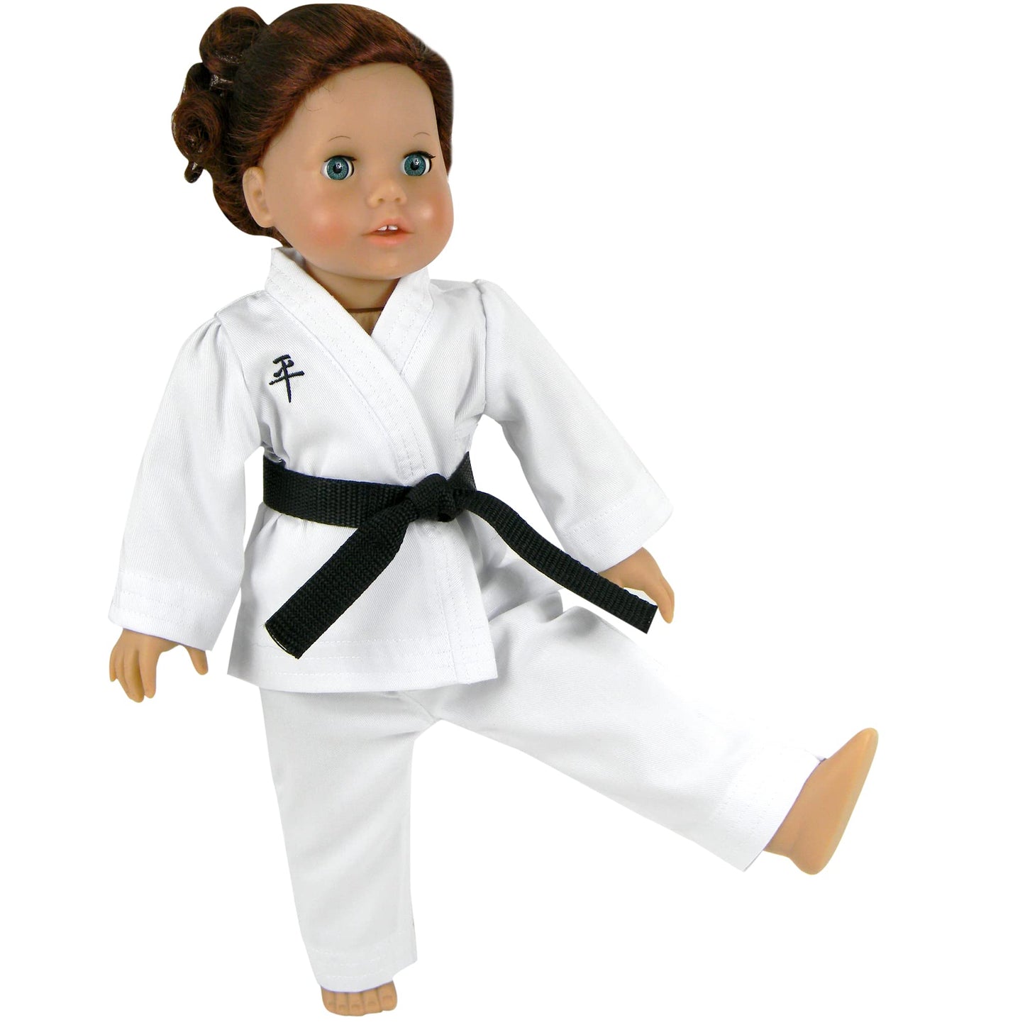 Sophia'S Gender-Neutral Judo Tae Kwon Do Karate Martial Arts Gi Uniform With White, Purple, & Black Belts For 18” Dolls, White