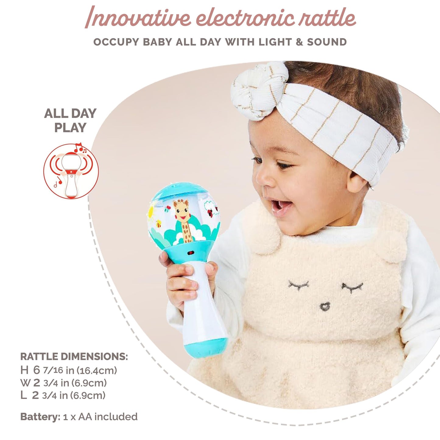 Sophie La Girafe | Shake Shake Rattle | Fun & Easy To Grasp Rattle With A Motion Detector | 4 Different Musical Modes For Playtime & 6 Melodies To Soothe Baby To Sleep