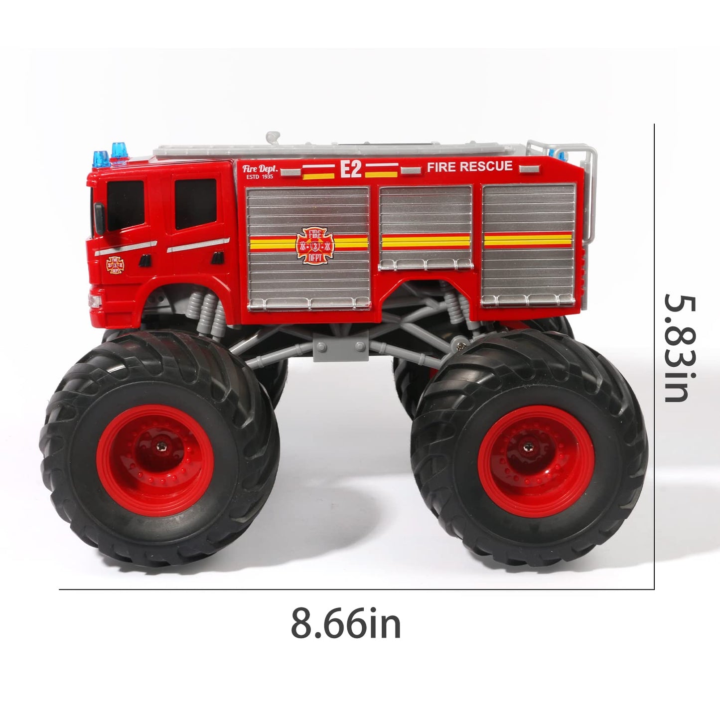 Vijisuki Remote Control Fire Truck Monster Truck Toy,1/18 Rc Fire Truck,2.4Ghz Offroad Hobby Rc Racing Car With Led, High Speed,