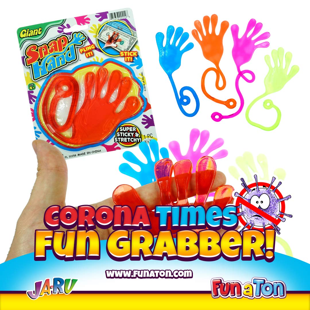 Ja-Ru Giant Stretchy Sticky Hands For Kids (24 Units Assorted) Sticky Hands Party Favors For Kids Goodie Bags. Bulk Treasure Box Toys For Classroom Prizes. 414-24S