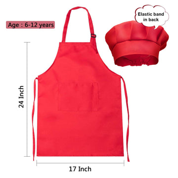 Chengu 6 Pcs Kids Apron And Chef Hat Set Adjustable Child Apron With 2 Pockets For Boys Girls Toddler Cooking Baking Painting Ki