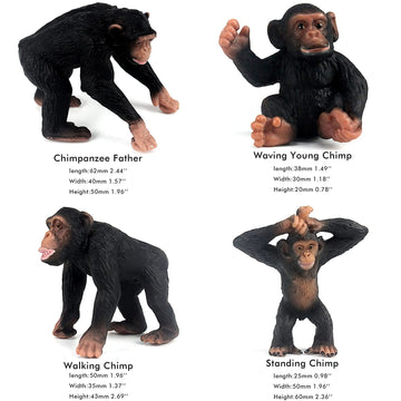 FUNSHOWCASE 10-Piece African Jungle Animals Toy Set - Realistic Chimpanzees & Gorilla Figurines for Play and Collecting