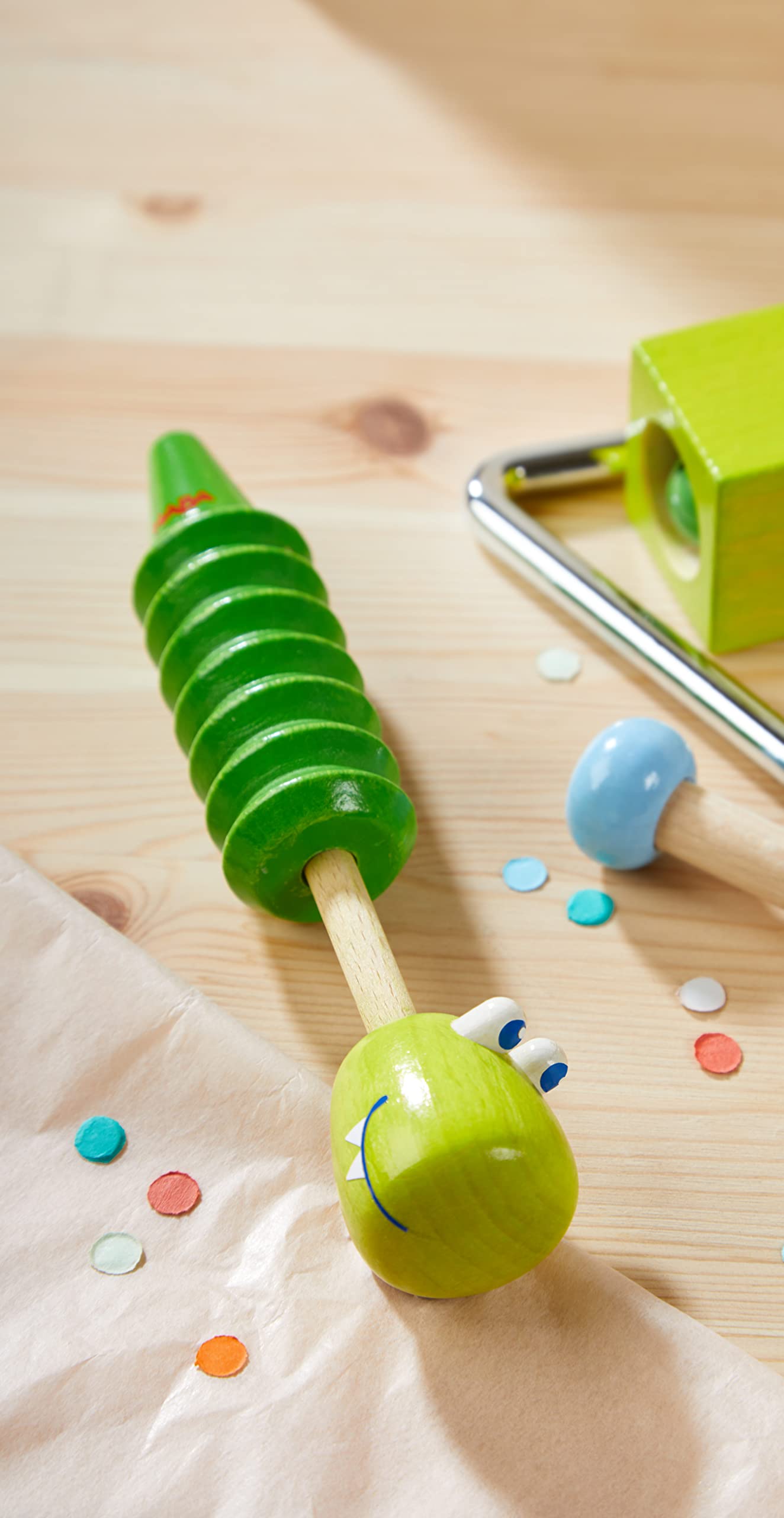 HABA Crocodile Slide Whistle - Wooden Musical Instrument for Ages 2+