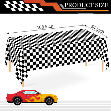 Wnink 2 Pack Black And White Checkered Disposable Tablecloth Race Car Theme Party Table Cloth, Black Checkered Tablecloth For Ra