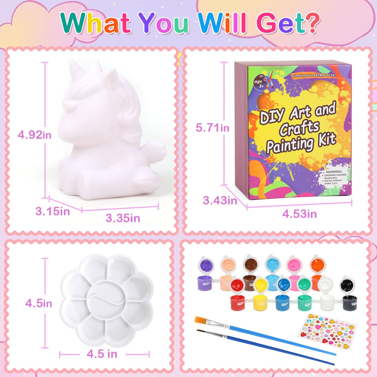 Dededa Paint Your Own Unicorn Night Light Art Kit, Arts And Crafts For Kids Ages 4-8,Unicorns Gifts For Girls Painting Kit Unico