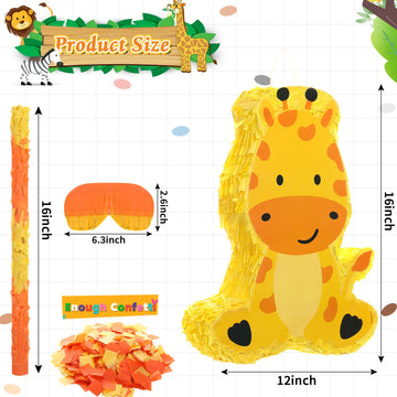 Sratte Piata Bundle with a Blindfold and Bat (16 x 12 x 3 Inches), Cute Animal Piata for Birthday Party Toys Decoration for Anim