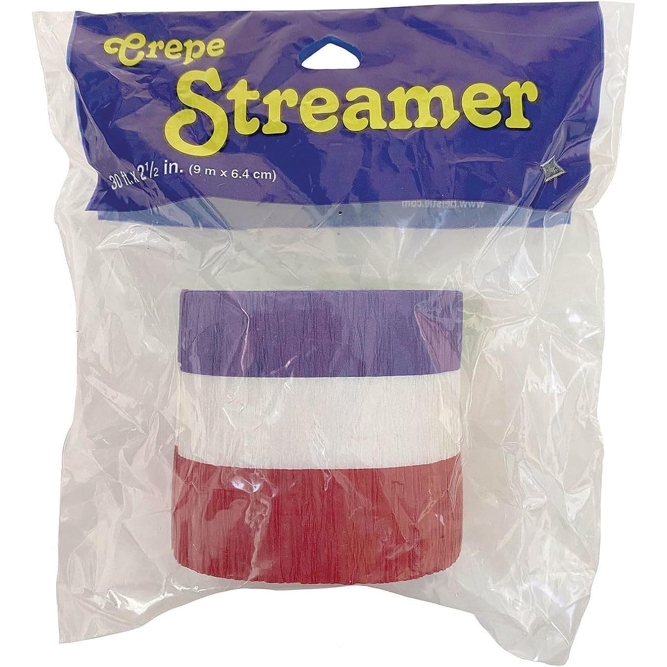 PATRIOTIC RED, WHITE AND BLUE CREPE STREAMER