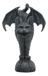 Gifts & Decor Ebros Bizarre Gothic Eureka Bat Winged Cat Gargoyle Statue 7' Tall Stoic Feline Guardian Castle Top Stone Creature Figurine