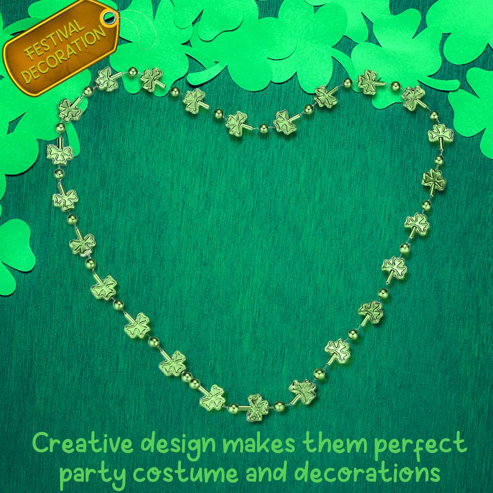 CAMIRUS 20Pcs St. Patrick's Day Shamrock, Irish Clover Green Bead Pendant, St. Patricks Day Metallic Shamrock Beaded for St. Pat