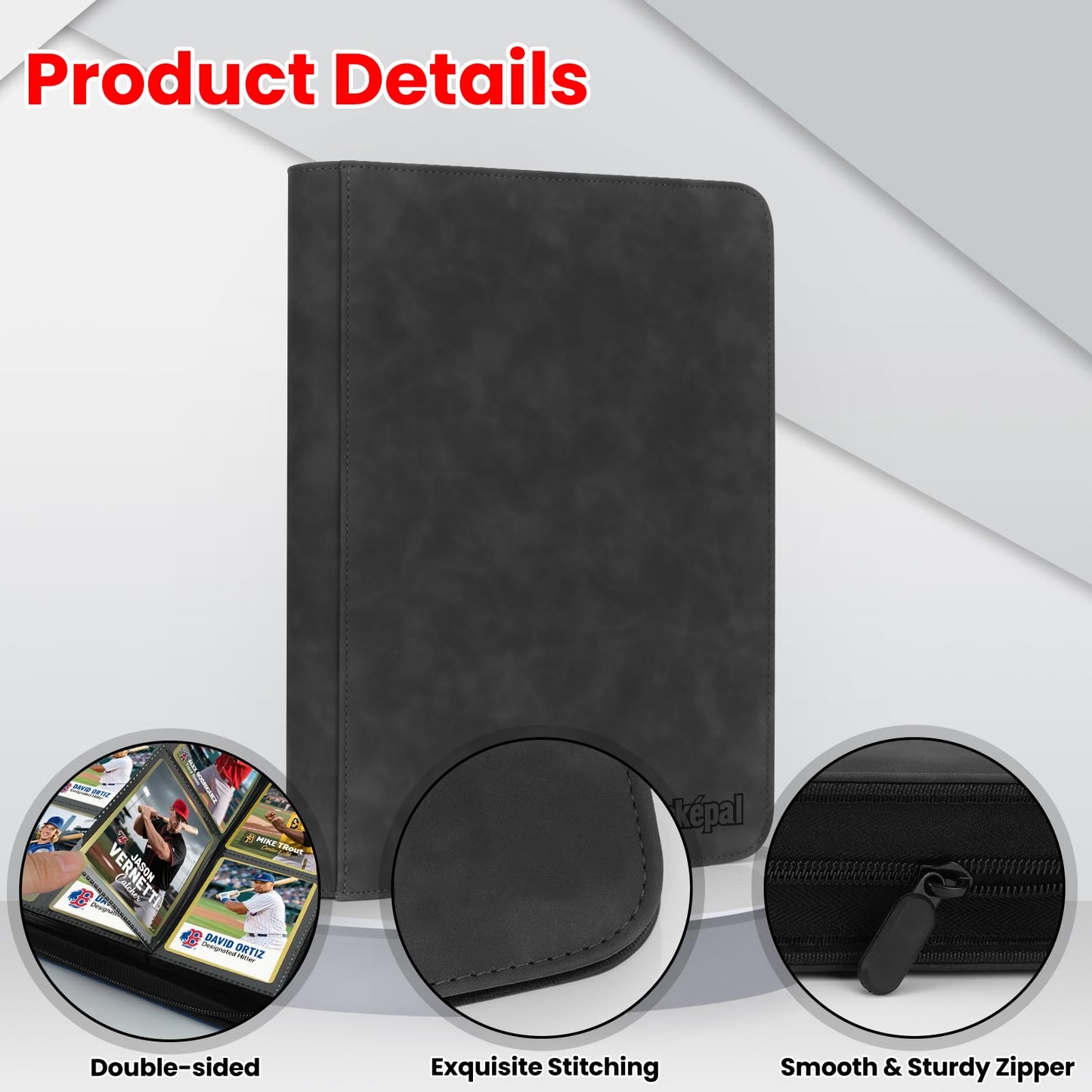 Pok?pal Trading Card Binder 9 Pocket Card Collection Binder for 540 Cards enhanced Card Book Double Sided Pocket Collector Album Card Holder Folder for TCG PM MTG OPCG YGO Sports Cards (Black)